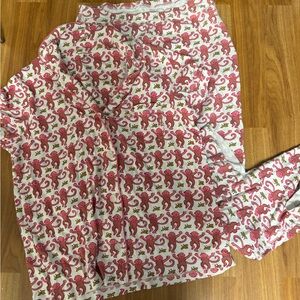 Roller Rabbit Pink and Brown Monkey Print Pajama Set